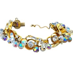 Vintage unsigned Julianna rhinestone Crystal aurora borealis bracelet 5 …